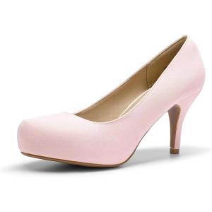 imageDREAM PAIRS Tiffany Womens Classic Elegant Versatile Low Stiletto Heel Dress Platform Pumps ShoesPinkSuede