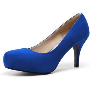imageDREAM PAIRS Tiffany Womens Classic Elegant Versatile Low Stiletto Heel Dress Platform Pumps ShoesRoyalBlue