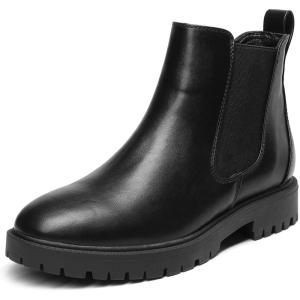 imageDREAM PAIRS Womens Low Heel Chelsea Ankle Boots Fashion Slip On Elastic Fall Booties ShoesBlackPu