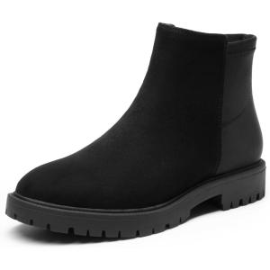imageDREAM PAIRS Womens Low Heel Chelsea Ankle Boots Fashion Slip On Elastic Fall Booties ShoesBlacksuede