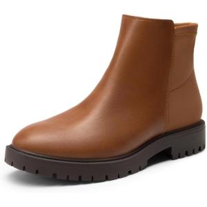 imageDREAM PAIRS Womens Low Heel Chelsea Ankle Boots Fashion Slip On Elastic Fall Booties ShoesBrown1