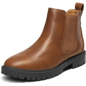 imageDREAM PAIRS Womens Low Heel Chelsea Ankle Boots Fashion Slip On Elastic Fall Booties ShoesBrownishYellowPu