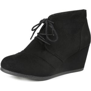 imageDREAM PAIRS Womens Wedge Boots Casual Fashion Lace Up Low Heel Ankle Booties ShoesTomsonblack