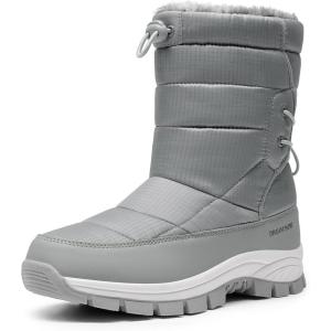 imageDREAM PAIRS Womens Winter Snow Boots Waterproof Lightweight Warm Fashion Janara Mid Calf BootLight Grey