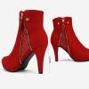 imageDREAM PAIRS Womens Ankle Boots High Stiletto Heel Booties Fashion Zipper Short BootsRed1