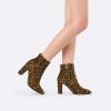 imageDREAM PAIRS Womens Chunky Heel Ankle Booties Pointed Toe Short BootsLeopard