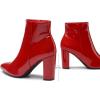 imageDREAM PAIRS Womens Chunky Heel Ankle Booties Pointed Toe Short BootsRedPat