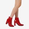 imageDREAM PAIRS Womens Chunky Heel Ankle Booties Pointed Toe Short BootsRedPat