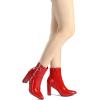 imageDREAM PAIRS Womens Chunky Heel Ankle Booties Pointed Toe Short BootsRedPat3