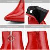 imageDREAM PAIRS Womens Chunky Heel Ankle Booties Pointed Toe Short BootsRedPat3