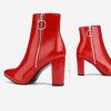 imageDREAM PAIRS Womens Chunky Heel Ankle Booties Pointed Toe Short BootsRedPat3