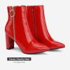 imageDREAM PAIRS Womens Chunky Heel Ankle Booties Pointed Toe Short BootsRedPat3
