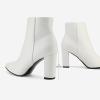 imageDREAM PAIRS Womens Chunky Heel Ankle Booties Pointed Toe Short BootsWhitePu
