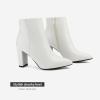 imageDREAM PAIRS Womens Chunky Heel Ankle Booties Pointed Toe Short BootsWhitePu