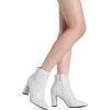 imageDREAM PAIRS Womens Chunky Heel Ankle Booties Pointed Toe Short BootsWhitePu