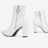 imageDREAM PAIRS Womens Chunky Heel Ankle Booties Pointed Toe Short BootsWhitePu3