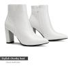imageDREAM PAIRS Womens Chunky Heel Ankle Booties Pointed Toe Short BootsWhiteStonePu