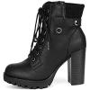 imageDREAM PAIRS Womens Lace up Combat Ankle Boots High Chunky Heel Fashion Heeled Booties ShoesBlack