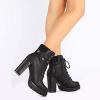 imageDREAM PAIRS Womens Lace up Combat Ankle Boots High Chunky Heel Fashion Heeled Booties ShoesBlack