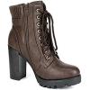 imageDREAM PAIRS Womens Lace up Combat Ankle Boots High Chunky Heel Fashion Heeled Booties ShoesBrown