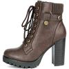 imageDREAM PAIRS Womens Lace up Combat Ankle Boots High Chunky Heel Fashion Heeled Booties ShoesBrown