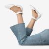 imageDREAM PAIRS Womens Low Wedge Ankle Strap Dress Flats ShoesWhitePu