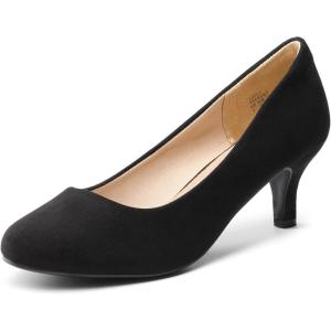 imageDREAM PAIRS Womens Dress Comfortable Low Heel Pump ShoesBlacksuede