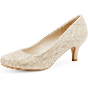 imageDREAM PAIRS Womens Dress Comfortable Low Heel Pump ShoesGold