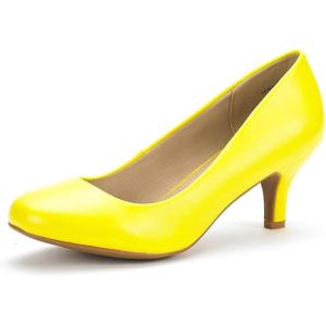 imageDREAM PAIRS Womens Dress Comfortable Low Heel Pump ShoesYellowPu