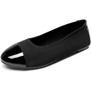 imageDREAM PAIRS Womens SoleFlex Ballerina Walking Flats ShoesBlack Knit