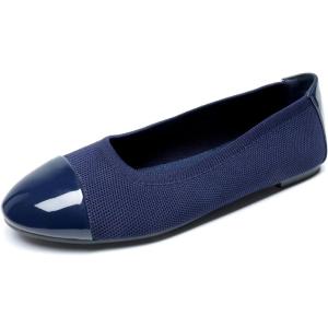 imageDREAM PAIRS Womens SoleFlex Ballerina Walking Flats ShoesNavy Knit