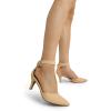 imageDREAM PAIRS Kitten Heel Low Heel for Women Closed Pointed Toe Pumps Wedding Party Sexy Dress Shoes LowpointedNudeNubuck