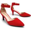 imageDREAM PAIRS Kitten Heel Low Heel for Women Closed Pointed Toe Pumps Wedding Party Sexy Dress Shoes LowpointedRedSuede