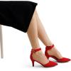 imageDREAM PAIRS Kitten Heel Low Heel for Women Closed Pointed Toe Pumps Wedding Party Sexy Dress Shoes LowpointedRedSuede