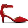 imageDREAM PAIRS Kitten Heel Low Heel for Women Closed Pointed Toe Pumps Wedding Party Sexy Dress Shoes LowpointedRedSuede