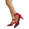 imageDREAM PAIRS Kitten Heel Low Heel for Women Closed Pointed Toe Pumps Wedding Party Sexy Dress Shoes LowpointedRedSuede