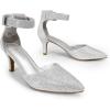 imageDREAM PAIRS Kitten Heel Low Heel for Women Closed Pointed Toe Pumps Wedding Party Sexy Dress Shoes LowpointedSilverGlitter