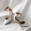 imageDREAM PAIRS Kitten Heel Low Heel for Women Closed Pointed Toe Pumps Wedding Party Sexy Dress Shoes LowpointedWhitePu