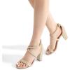imageDREAM PAIRS Womens Ankle Strap Dress Low Chunky Block Open Toe Heel Sandals for Party WeddingGoldglitter