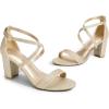 imageDREAM PAIRS Womens Ankle Strap Dress Low Chunky Block Open Toe Heel Sandals for Party WeddingGoldglitter