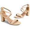 imageDREAM PAIRS Womens Ankle Strap Dress Low Chunky Block Open Toe Heel Sandals for Party WeddingNudenubuck