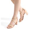 imageDREAM PAIRS Womens Ankle Strap Dress Low Chunky Block Open Toe Heel Sandals for Party WeddingNudenubuck