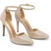 imageDREAM PAIRS Womens OppointedLacey Pointed Toe Ankle Strap High Heel Stiletto Pumps Wedding Dress ShoesGoldGlitter