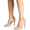 imageDREAM PAIRS Womens OppointedLacey Pointed Toe Ankle Strap High Heel Stiletto Pumps Wedding Dress ShoesGoldGlitter