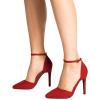 imageDREAM PAIRS Womens OppointedLacey Pointed Toe Ankle Strap High Heel Stiletto Pumps Wedding Dress ShoesRedSuede