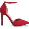 imageDREAM PAIRS Womens OppointedLacey Pointed Toe Ankle Strap High Heel Stiletto Pumps Wedding Dress ShoesRedSuede