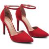 imageDREAM PAIRS Womens OppointedLacey Pointed Toe Ankle Strap High Heel Stiletto Pumps Wedding Dress ShoesRedSuede