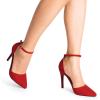 imageDREAM PAIRS Womens OppointedLacey Pointed Toe Ankle Strap High Heel Stiletto Pumps Wedding Dress ShoesRedSuede