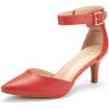 imageDREAM PAIRS Kitten Heel Low Heel for Women Closed Pointed Toe Pumps Wedding Party Sexy Dress Shoes LowpointedRedPu