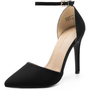 imageDREAM PAIRS Womens OppointedLacey Pointed Toe Ankle Strap High Heel Stiletto Pumps Wedding Dress ShoesBlackSuede